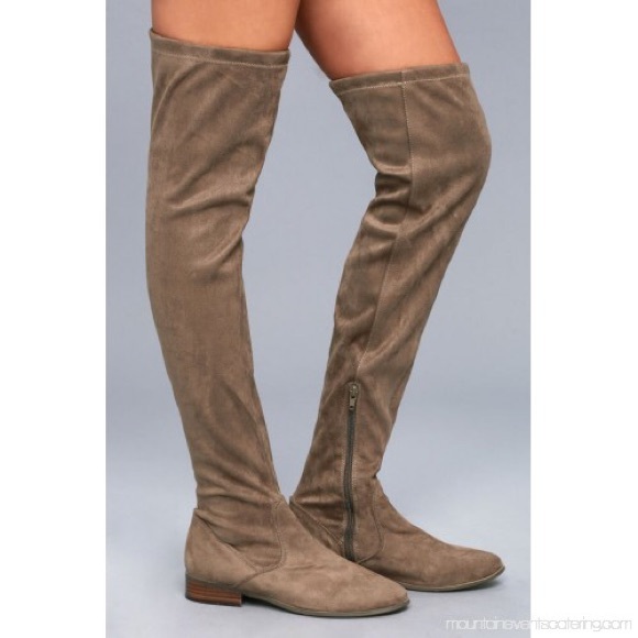 Report Sanjay Flat Over Knee Boots in Taupe - Picture 6 of 6